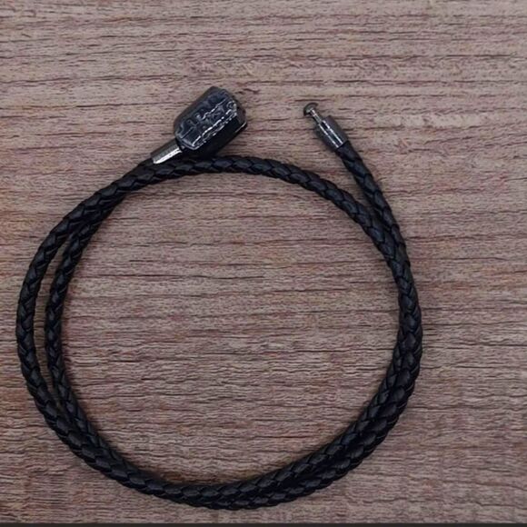 925 Sterling Silver Synthetic Leather Star Wars Bracelet - Picture 1 of 5